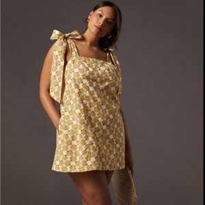 Maeve Anthropologie Sea Shell Mini Dress Bow Shoulders Size 1X